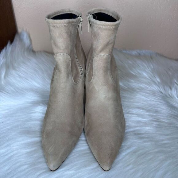 Le Pepe Suede Leather Heeled Ankle Bootie Boots Size 40 Tan - Picture 3 of 12